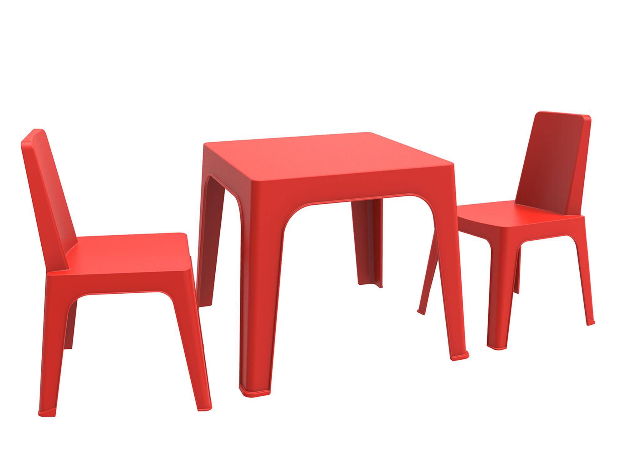 Set 2+1 chaises-table pour enfants intérieur, extérieur rouge JULIETA garbar - Image 1