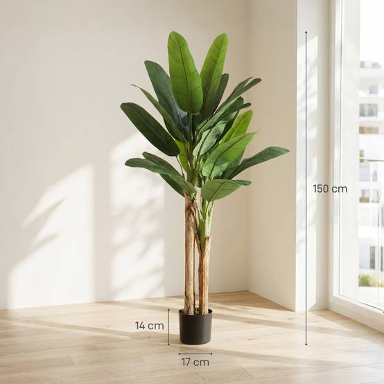Lot de 2 bananiers artificiels plastique pour intérieur décor tropical 150 cm Vert - ComfortXL Outdoor Living - Image 5