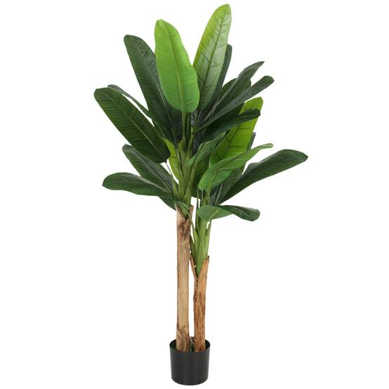 Lot de 2 bananiers artificiels plastique pour intérieur décor tropical 150 cm Vert - ComfortXL Outdoor Living - Image 2