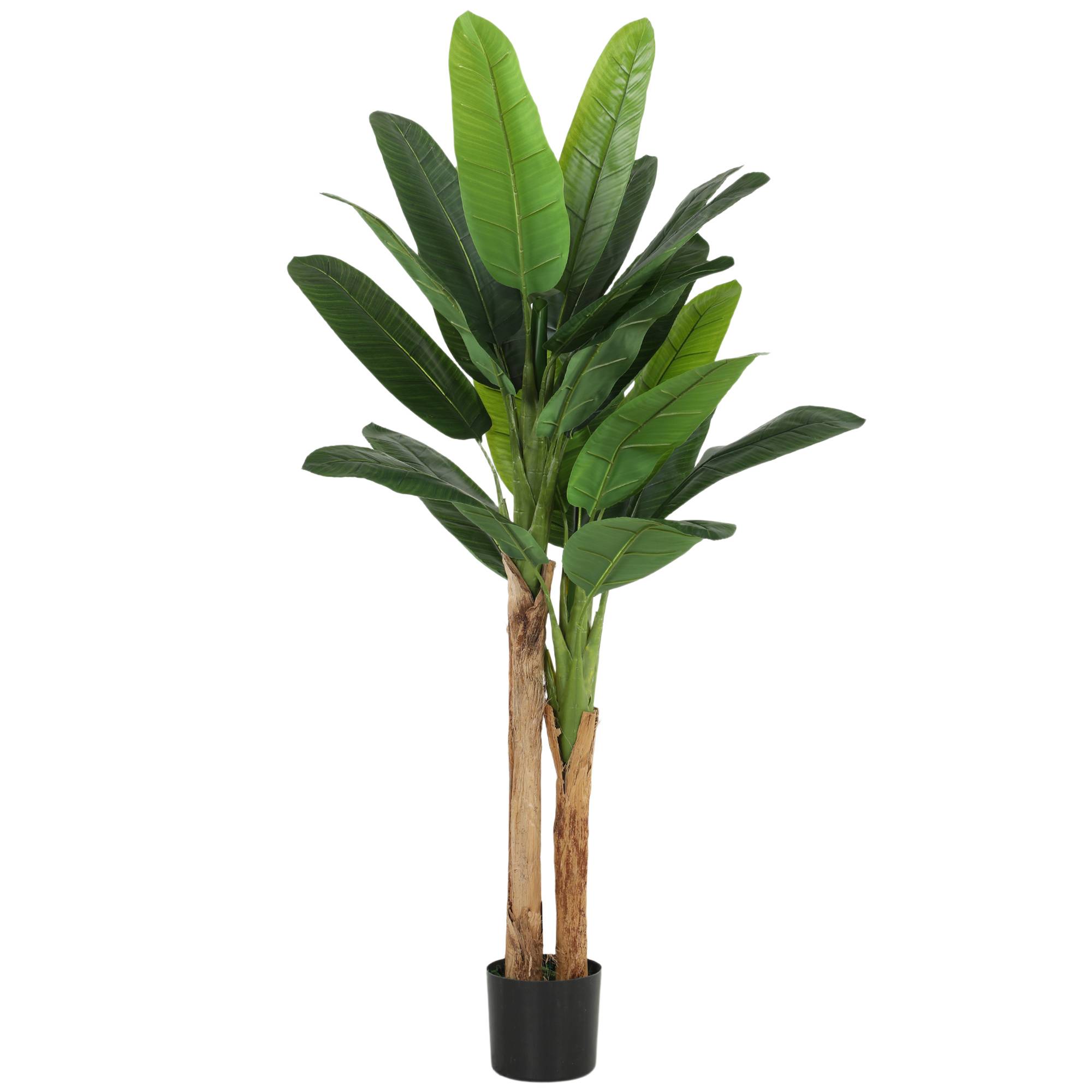 Lot de 2 bananiers artificiels plastique pour intérieur décor tropical 150 cm Vert - ComfortXL Outdoor Living - Image 1