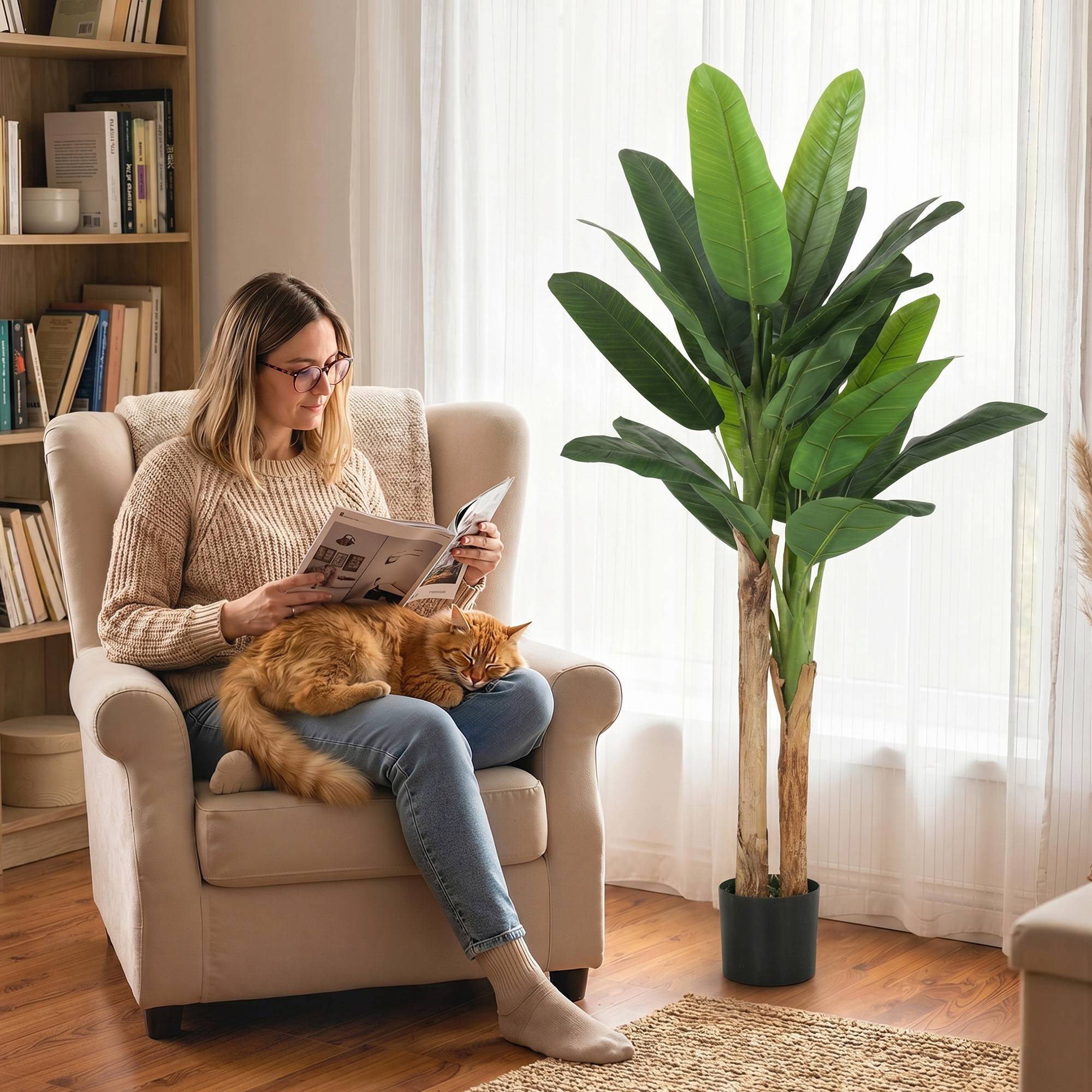 Lot de 2 bananiers artificiels plastique pour intérieur décor tropical 150 cm Vert - ComfortXL Outdoor Living - Image 6