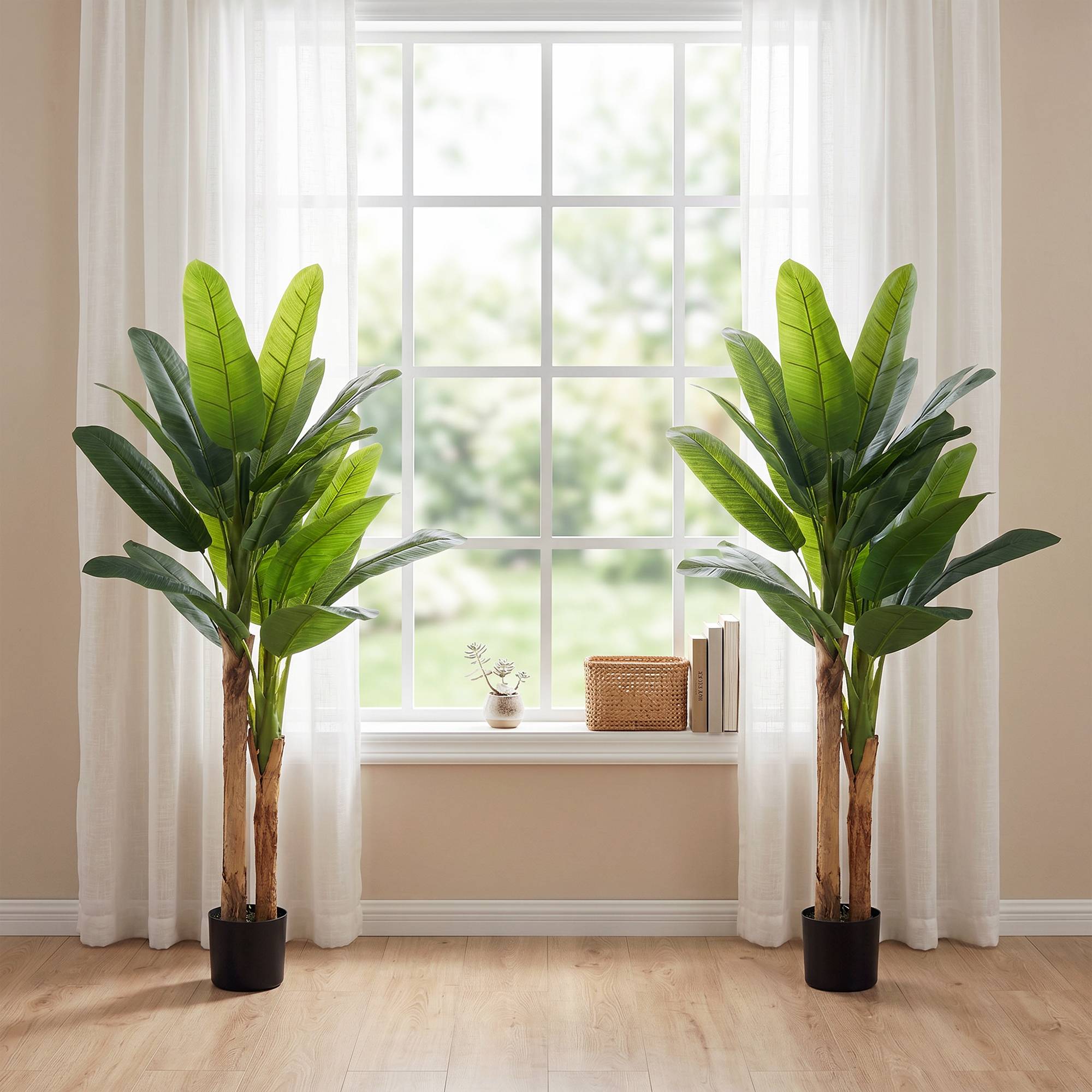 Lot de 2 bananiers artificiels plastique pour intérieur décor tropical 150 cm Vert - ComfortXL Outdoor Living - Image 4