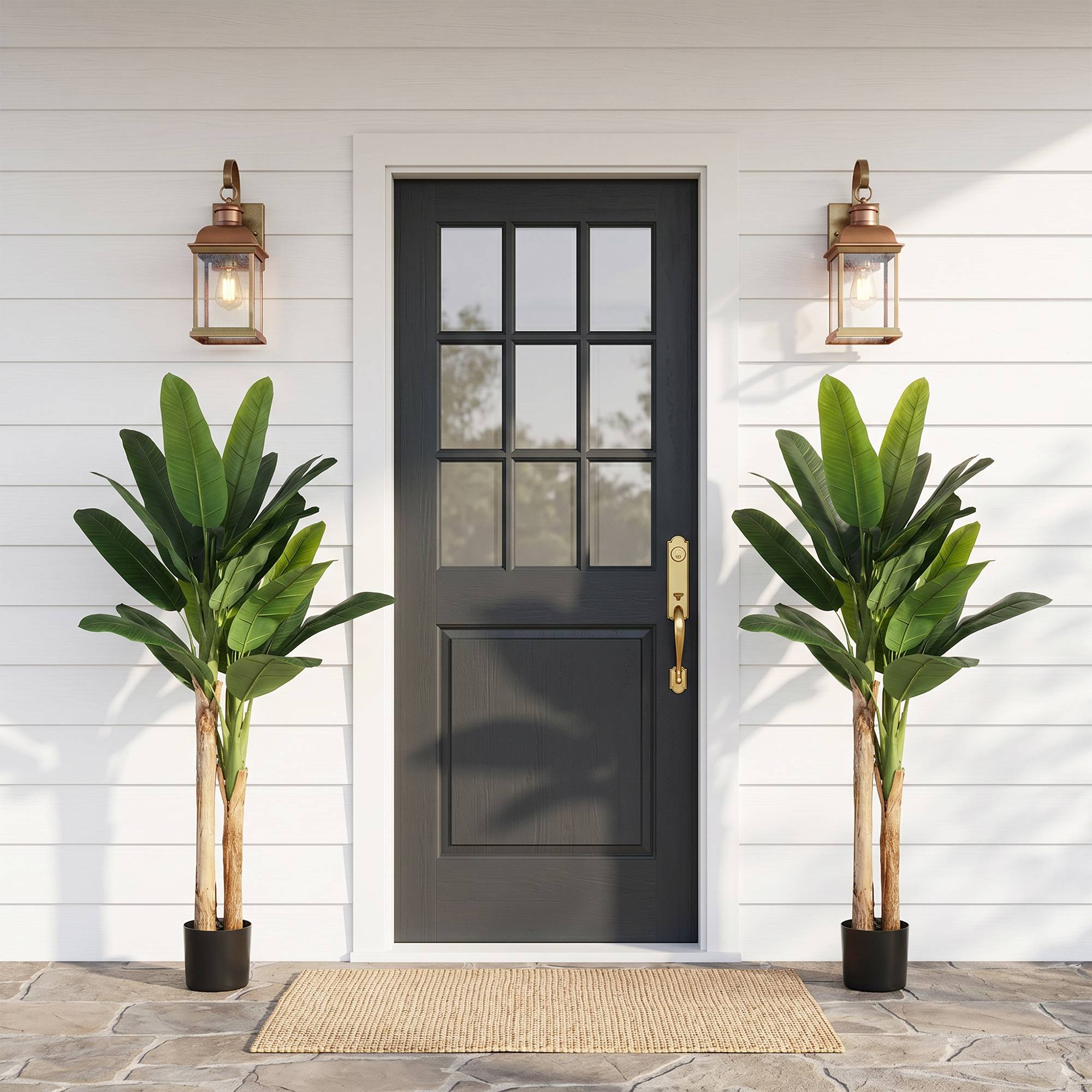Lot de 2 bananiers artificiels plastique pour intérieur décor tropical 150 cm Vert - ComfortXL Outdoor Living - Image 3