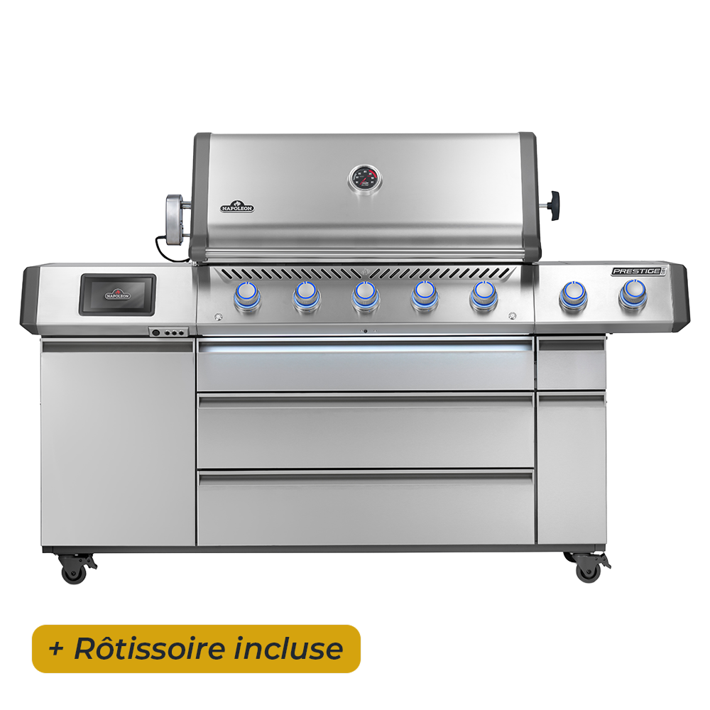 Napoleon - Barbecue à gaz Prestige PRO 665 + Sizzle Zone + Brûleur arrière - Inox - Image 1