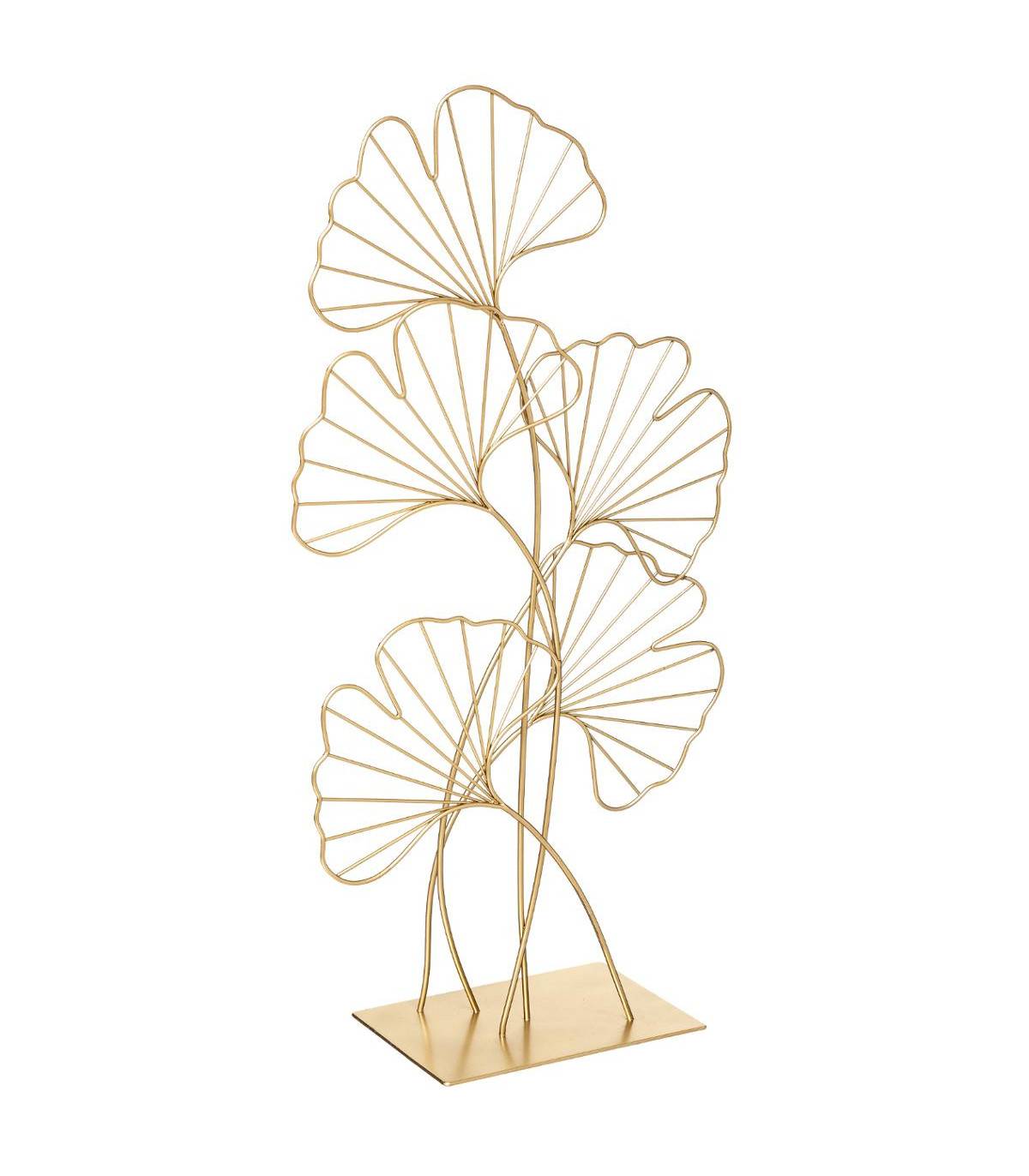 Objet décoratif  Feuilles de Ginkgo en métal doré  H 56 cm - Image 1