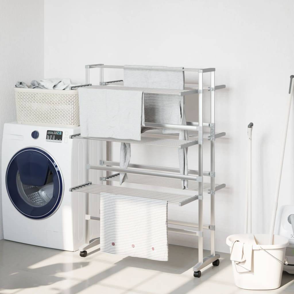 Autre - Séchoir à linge avec roues 89x64x129 cm aluminium - Image 1