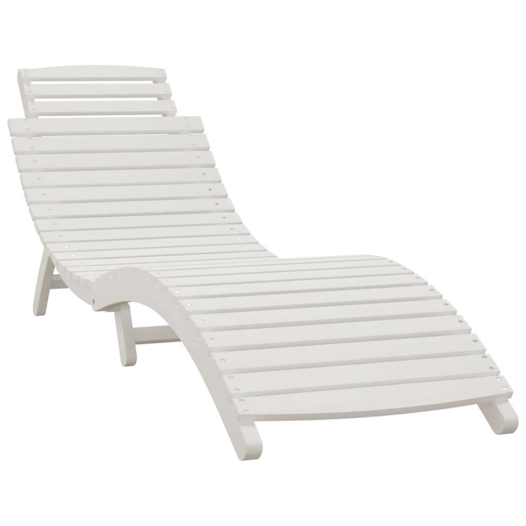Helloshop26 - Transat chaise longue bain de soleil lit de jardin terrasse meuble d'extérieur 184 x 55 x 64 cm bois massif d'acacia blanc - Image 1