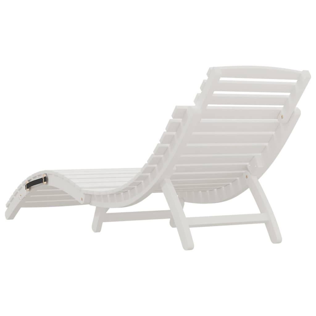 Helloshop26 - Transat chaise longue bain de soleil lit de jardin terrasse meuble d'extérieur 184 x 55 x 64 cm bois massif d'acacia blanc - Image 4