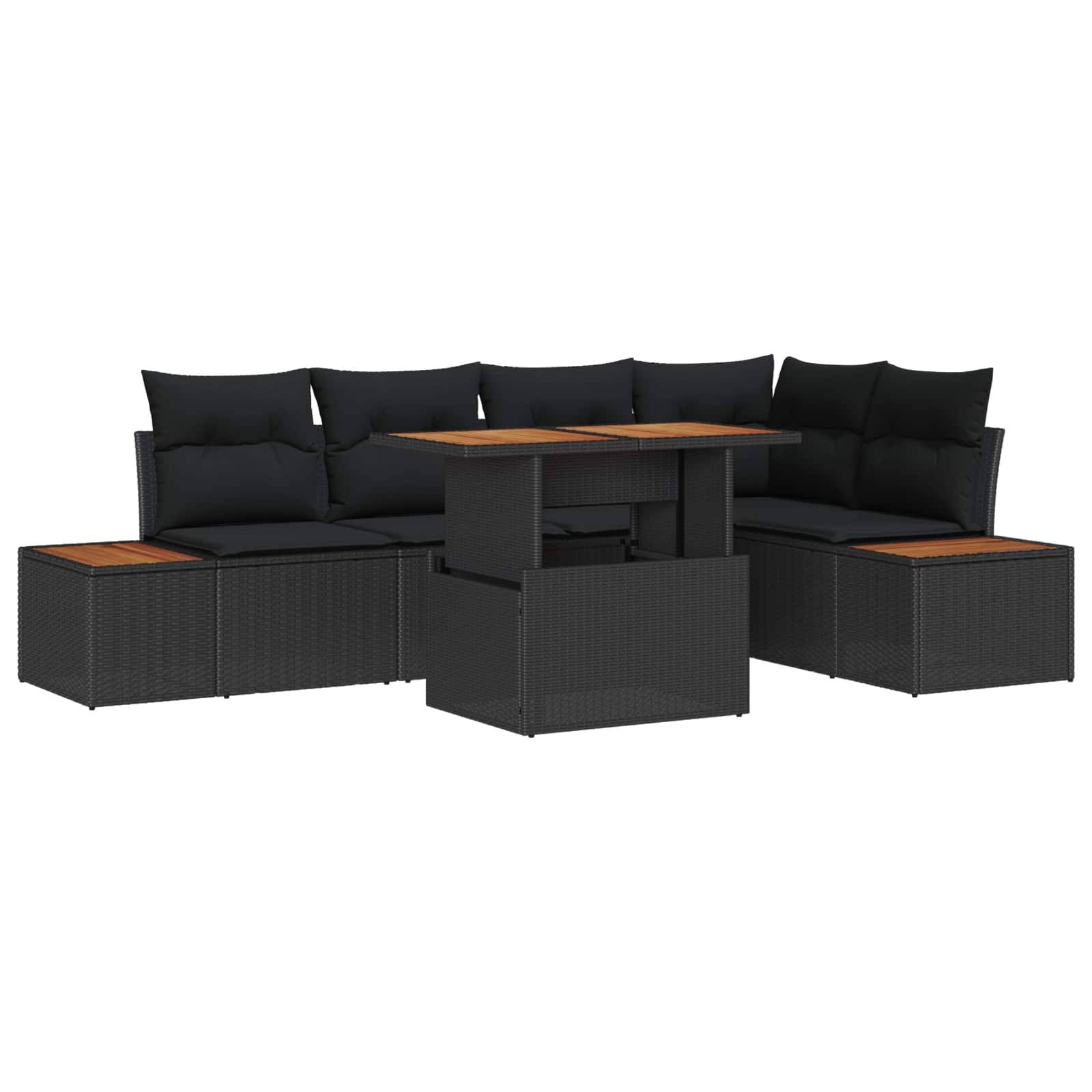 Ensemble Repas 6 Pièces Rotin Synthétique Modulaire avec Coffres de ...