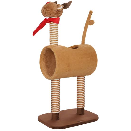 Arbre à chat jute et peluche marron 48 x 34 x 98 cm - PANGIVO - Image 1