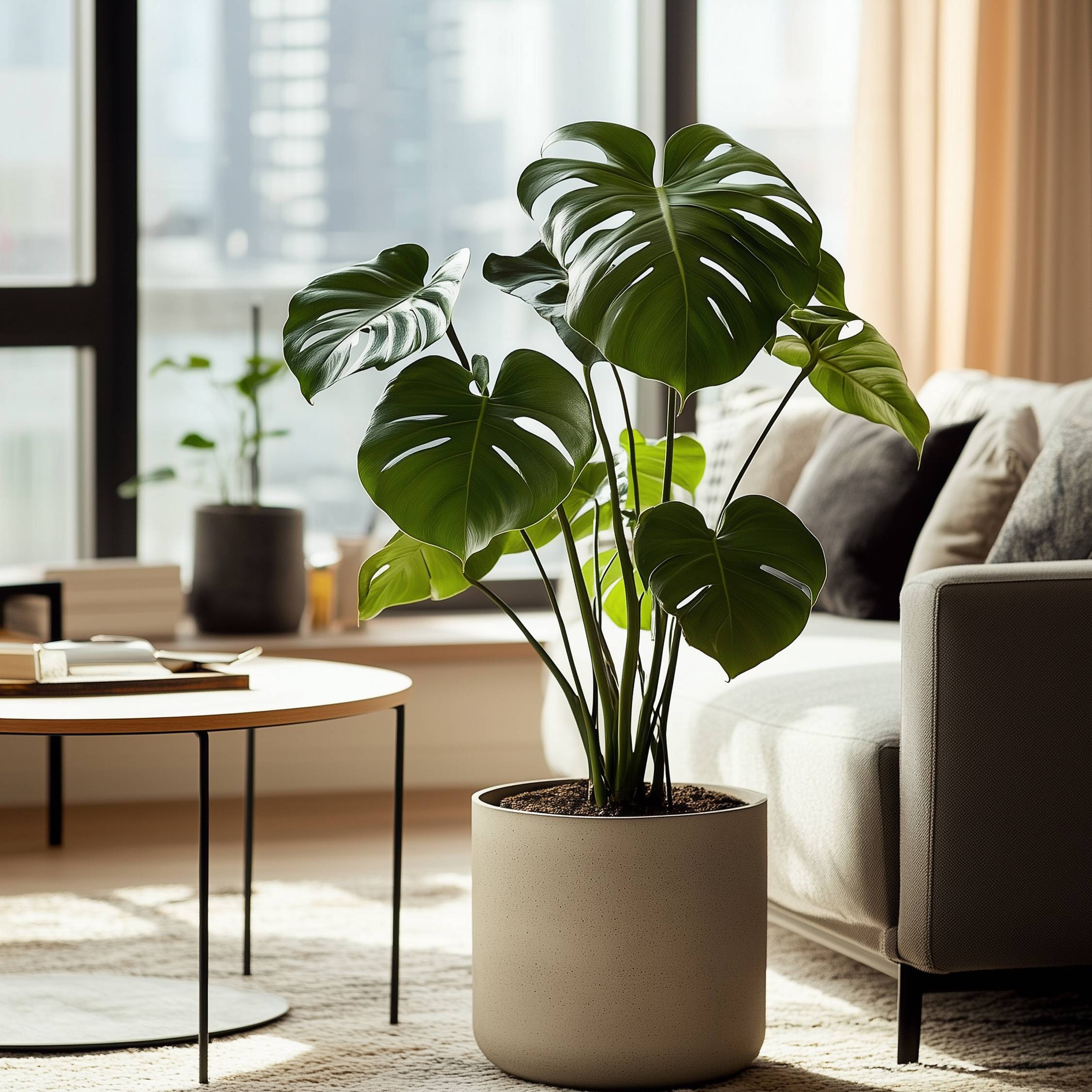 Plante à trous - Set de 2 - Monstera deliciosa - Hauteur 70-80cm - ⌀21cm - Image 3