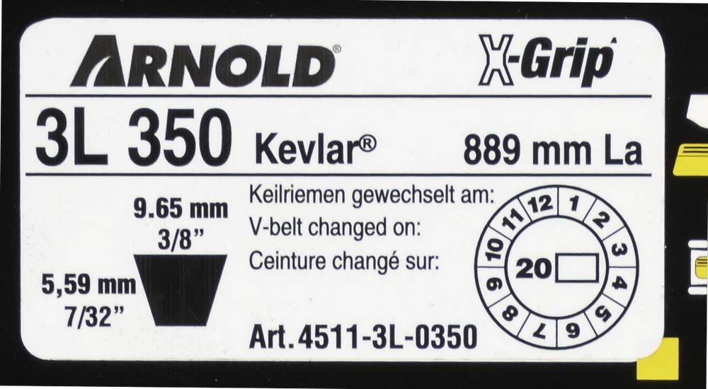Arnold - Courroie trapézoïdale X-Grip V de type 3L350 Arnold - Image 2