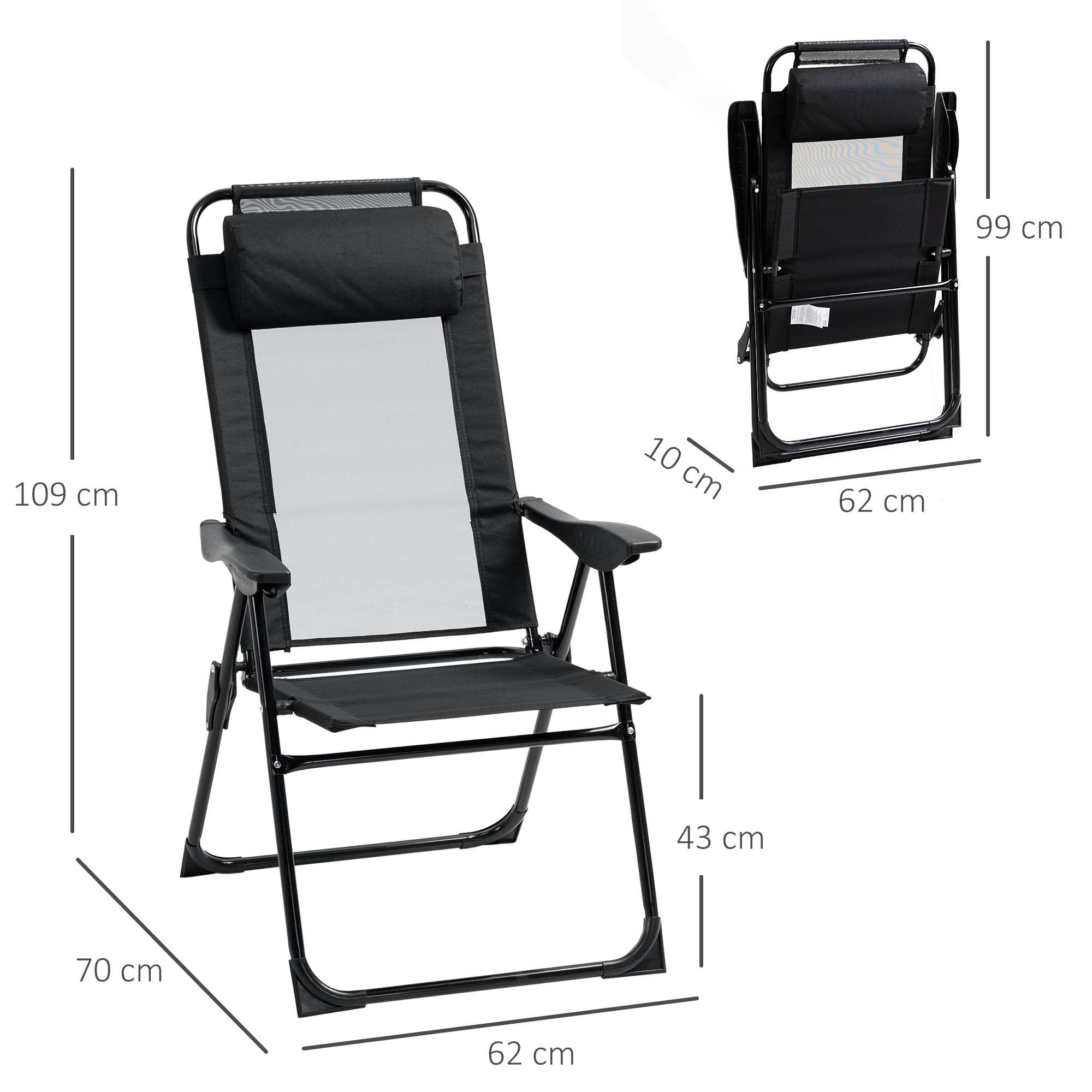 Ensemble de 2 chaises pliables avec dossier et accoudoir réglables charge 120kg parfait pour jardin balcon et camping - Image 3