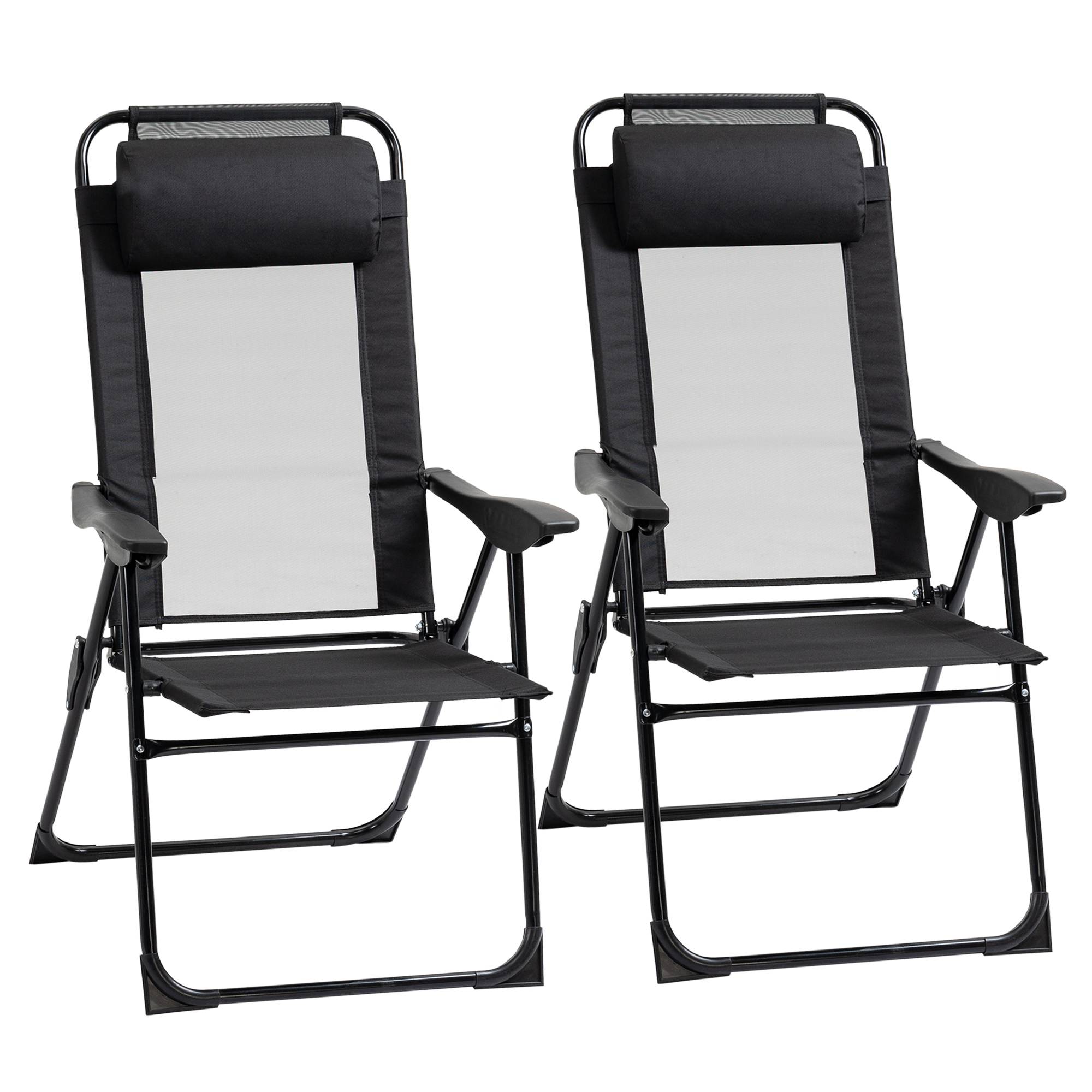 Ensemble de 2 chaises pliables avec dossier et accoudoir réglables charge 120kg parfait pour jardin balcon et camping - Image 1