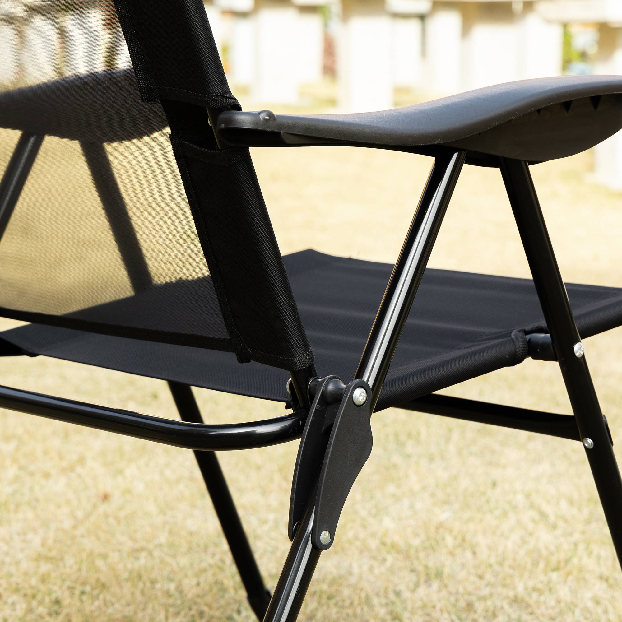 Ensemble de 2 chaises pliables avec dossier et accoudoir réglables charge 120kg parfait pour jardin balcon et camping - Image 8