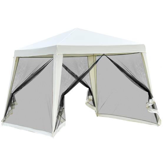 Tonnelle de Jardin 3x3 m Acier avec 4 Moustiquaires Zippées Protection UV Imperméable Crème - ComfortXL Outdoor Living - Image 1