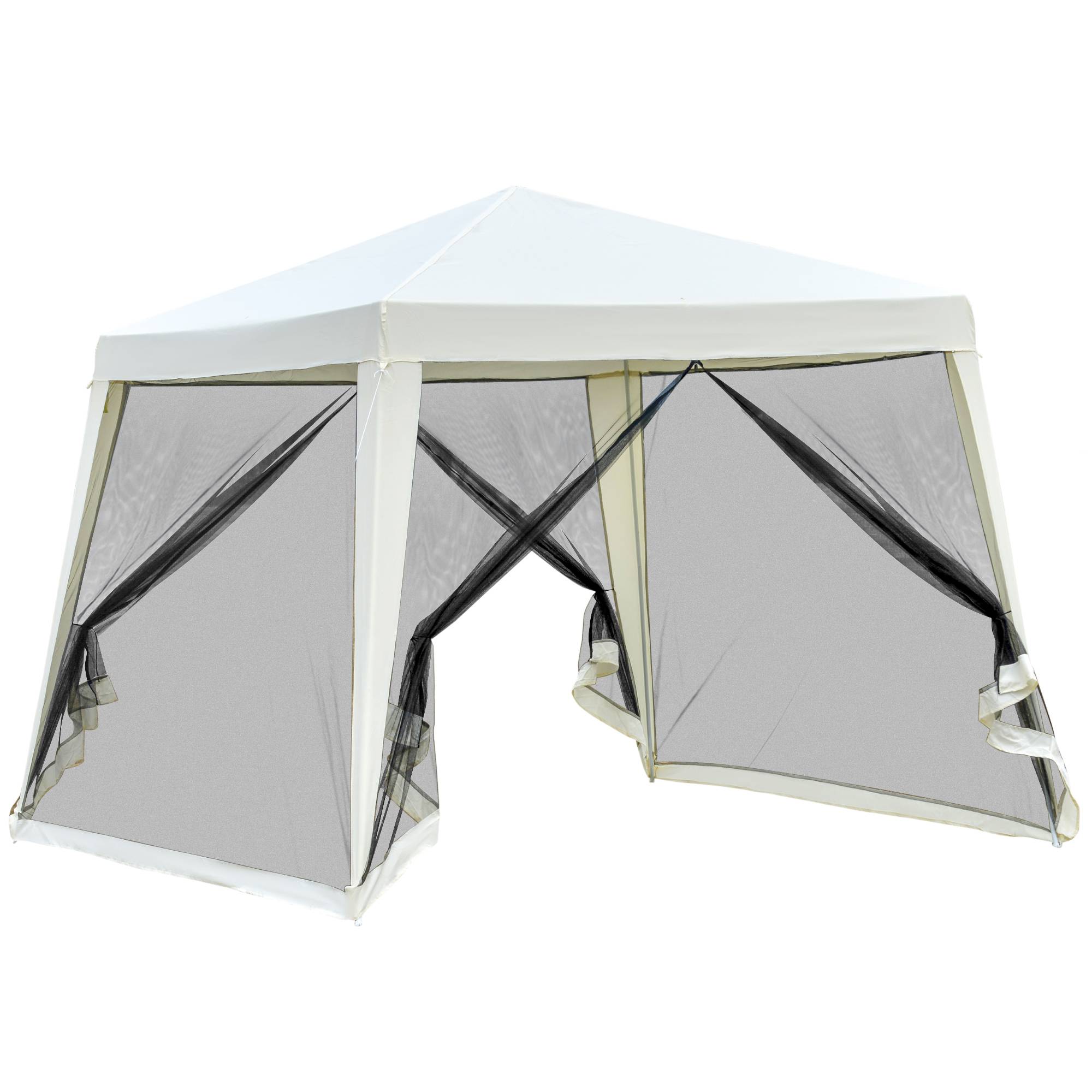 Tonnelle de Jardin 3x3 m Acier avec 4 Moustiquaires Zippées Protection UV Imperméable Crème - ComfortXL Outdoor Living - Image 1