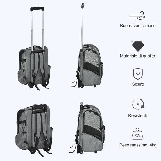 Sac de transport trolley métal Oxford petits animaux roulettes 55cm gris - ComfortXL Outdoor Living - Image 8