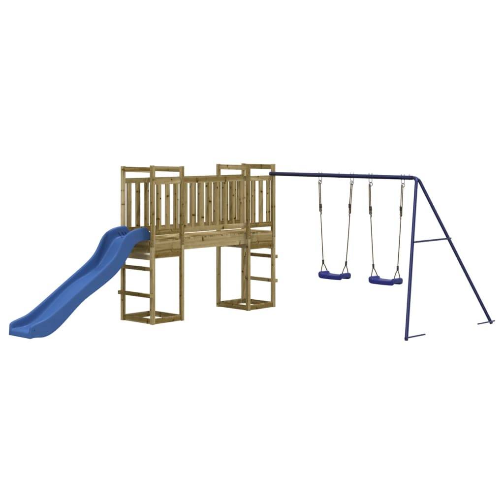 Helloshop26 - Aire de jeux d'extérieur balançoires toboggan portiques robuste jeux jardin 308 x 467 x 169 cm bois de pin imprégné - Image 2