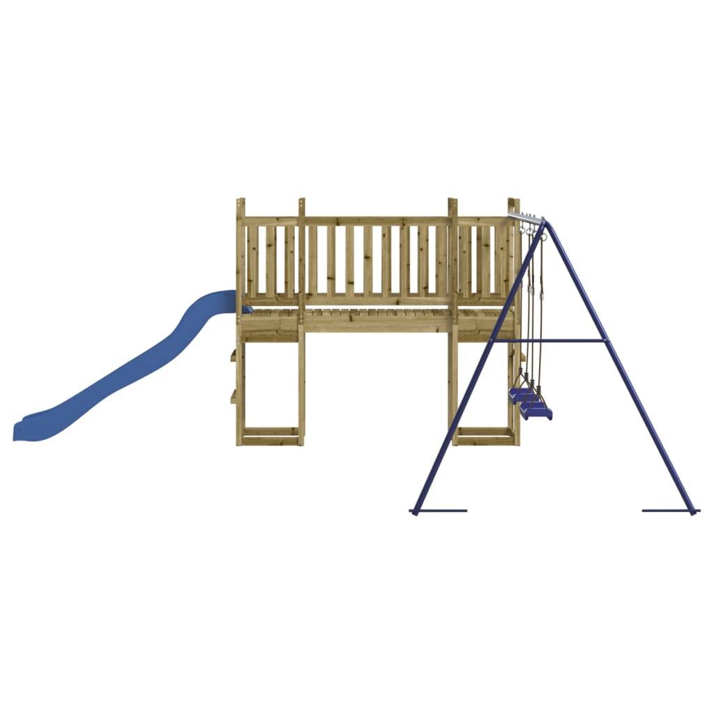 Helloshop26 - Aire de jeux d'extérieur balançoires toboggan portiques robuste jeux jardin 308 x 467 x 169 cm bois de pin imprégné - Image 4