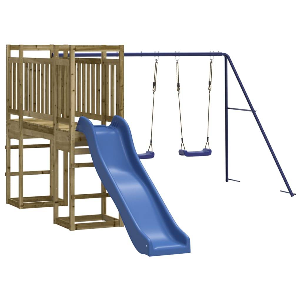 Helloshop26 - Aire de jeux d'extérieur balançoires toboggan portiques robuste jeux jardin 308 x 467 x 169 cm bois de pin imprégné - Image 1