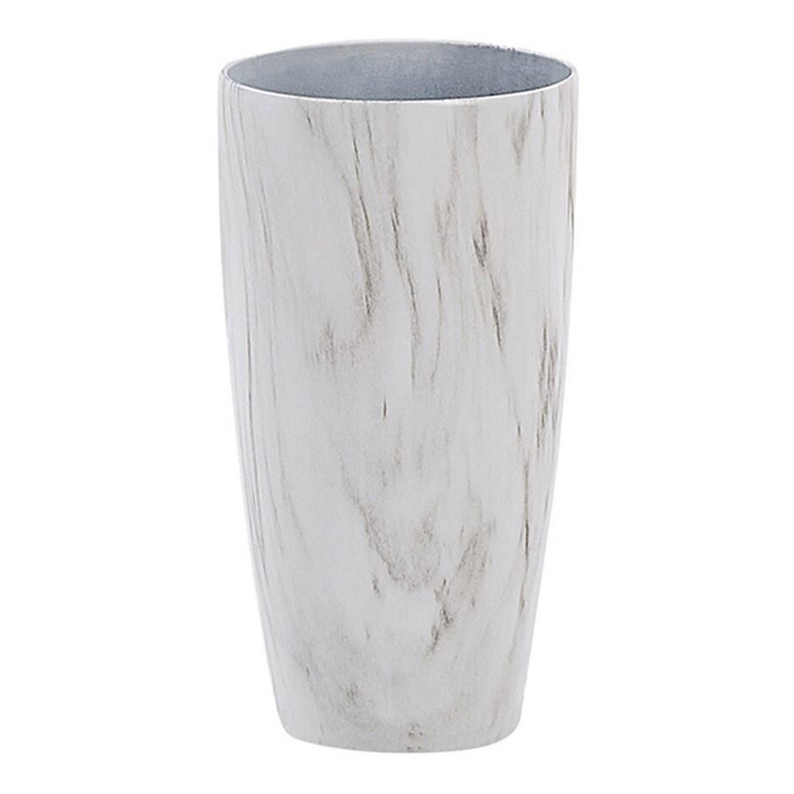 Beliani - Pot de Fleurs Cache-pot Rond 23 cm de Diamètre en Mélange de Pierre Effet Marbre Blanc Idéal pour Extérieur et Intérieur Glamour et Moderne Beliani - Image 1
