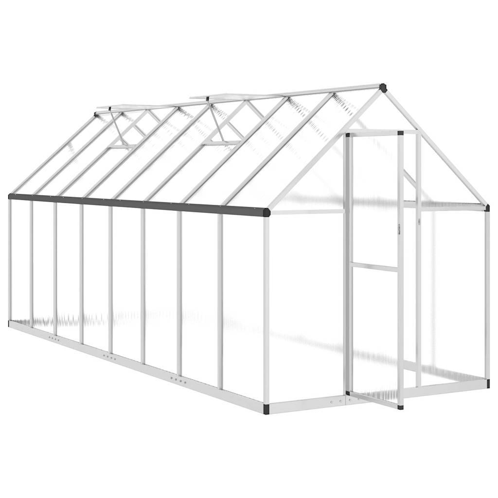 Serre aluminium et polycarbonate argenté 445 x 169 x 195 cm - PANGIVO - Image 6
