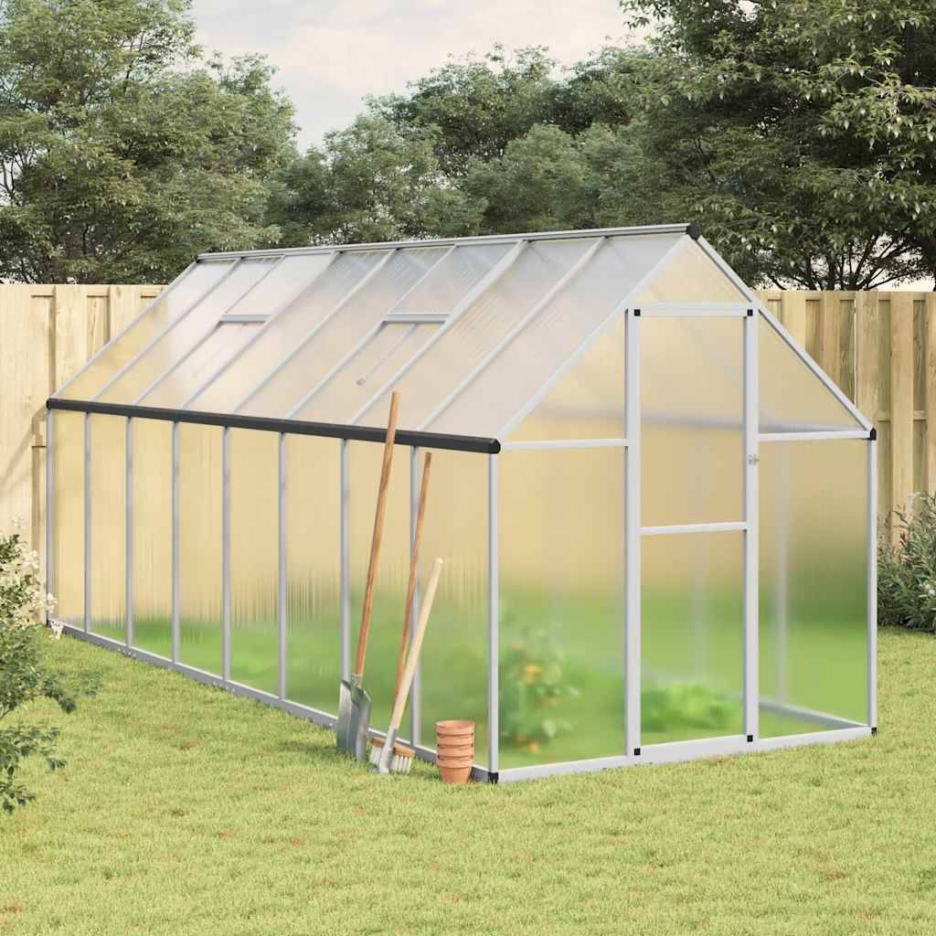 Serre aluminium et polycarbonate argenté 445 x 169 x 195 cm - PANGIVO - Image 1