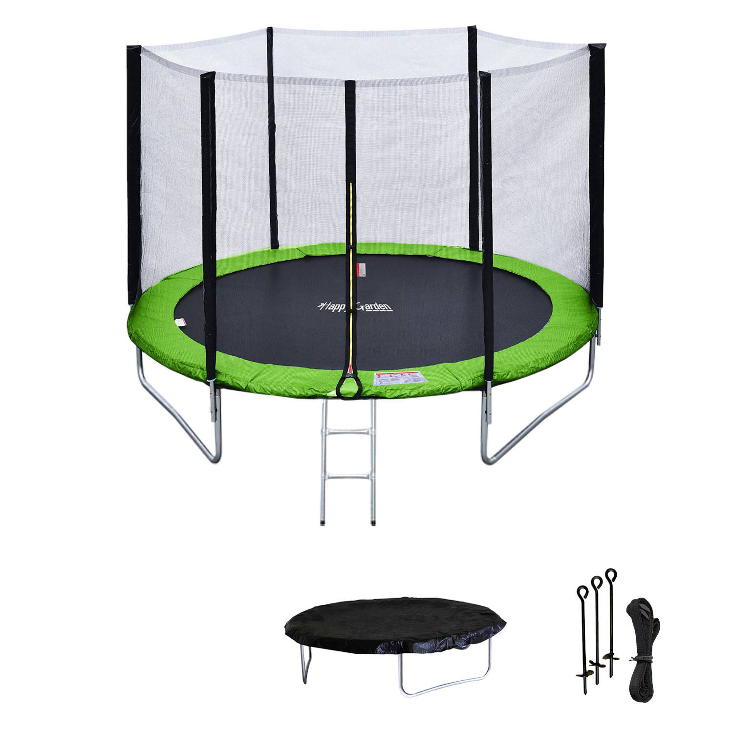 Pack Premium Trampoline 245cm réversible bleu / vert CANBERRA + filet, échelle, bâche et kit d'ancrage - HAPPY GARDEN - Image 2