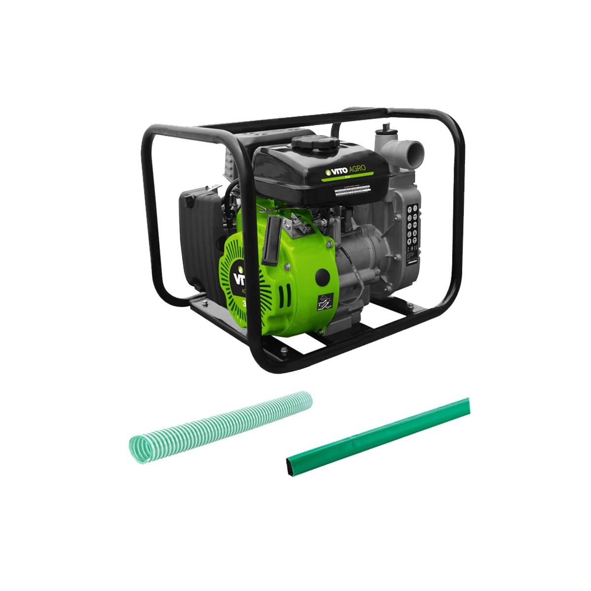 Pompe à eau 105 Cm3 4T 3CV Evacuation eaux usées Kit Tuyaux 10m Ø43Cm VITO - Image 1