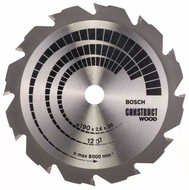 Bosch - Lame de scie circulaire Construct Wood D184mm pour le bois 12 dents - BOSCH - 2608641200
