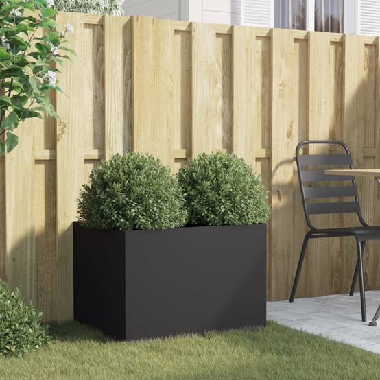 Jardinière | Pot de fleurs | Cache-pot | Bac à fleurs noir 62x47x46 cm acier - Image 3