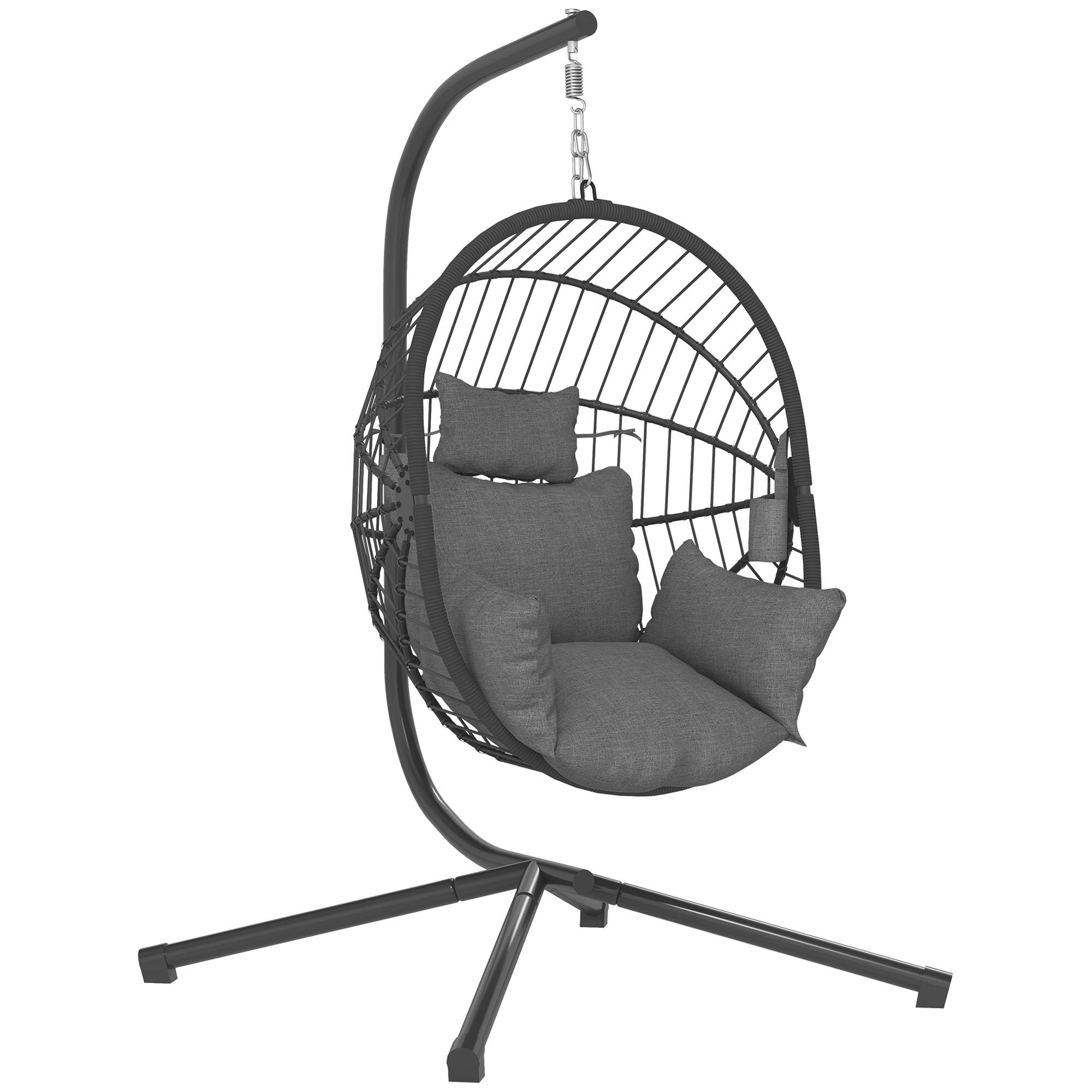 Fauteuil œuf suspendu acier jardin extérieur panier pliable 115x106x188cm gris - ComfortXL Outdoor Living