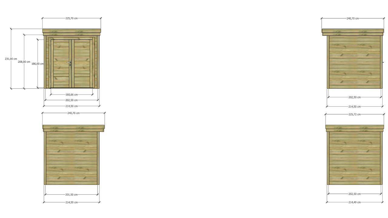 ABRI DE JARDIN bois  autoclave 27mm - 2,14x2,14m / 5m2 - Bac acier - Abri Français - Image 4