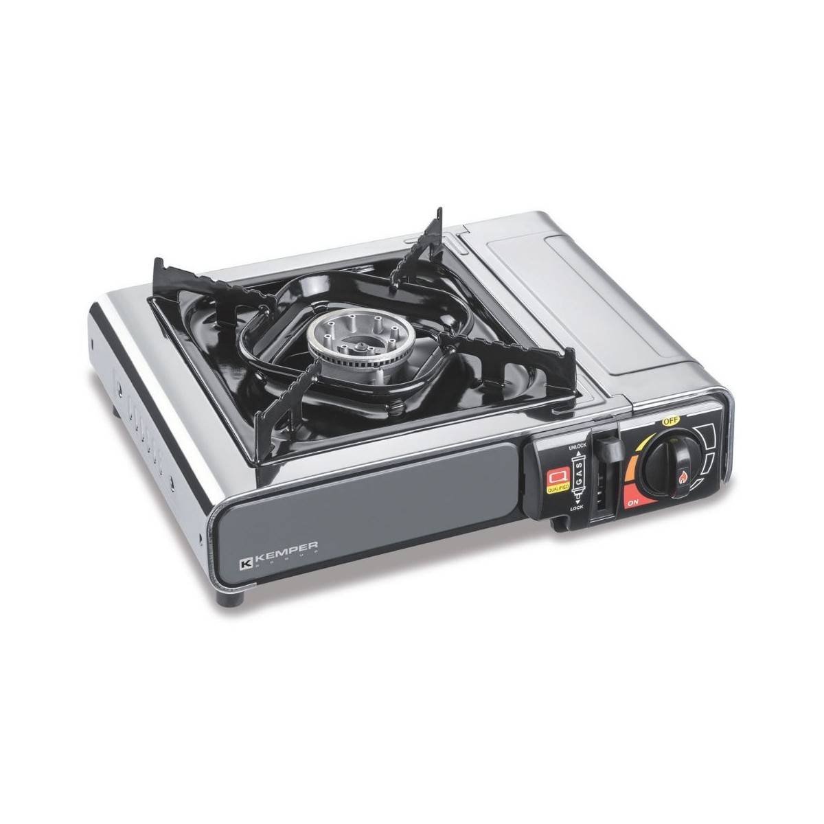 Réchaud à gaz portable 2200W INOX + 4 cartouches de gaz + Malette de transport Cuisson Extérieure Camping Van Trek KEMPER - Image 3