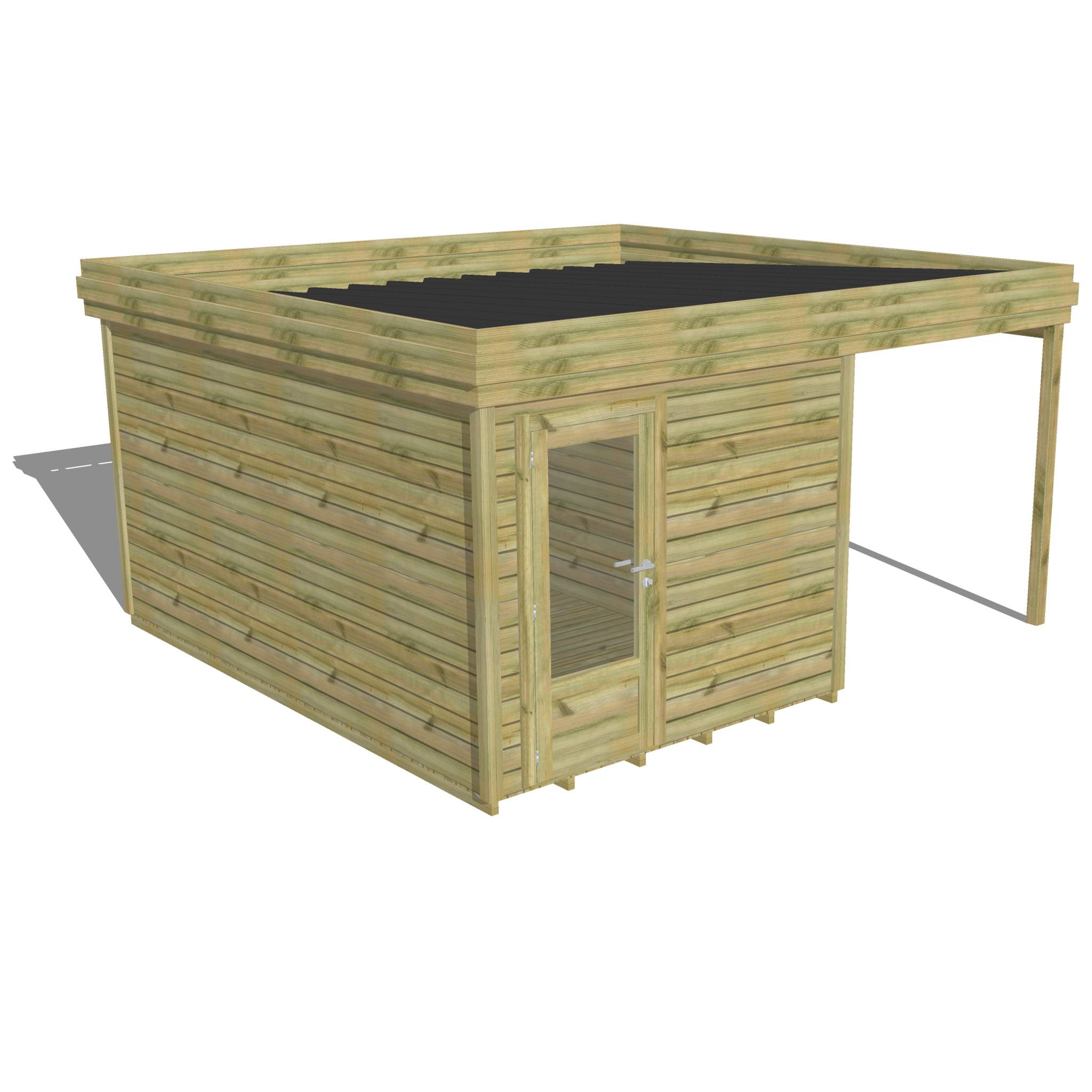 ABRI DE JARDIN bois  autoclave 27mm - 4,64x4,34m / 20m2 - Bac acier - Plancher bois - Image 1