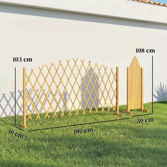 Lot de 2 barrières extensibles bois de sapin naturel 180 x 30 x 103 cm - PANGIVO - Image 5