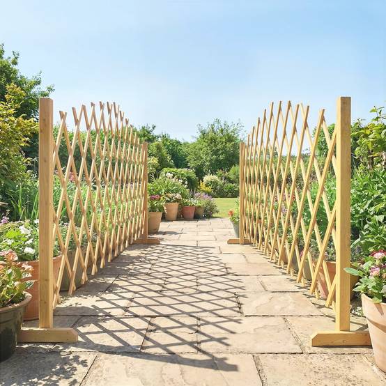 Lot de 2 barrières extensibles bois de sapin naturel 180 x 30 x 103 cm - PANGIVO - Image 4