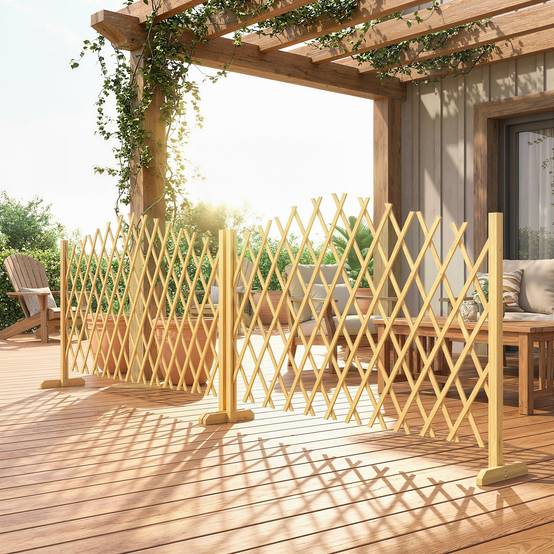 Lot de 2 barrières extensibles bois de sapin naturel 180 x 30 x 103 cm - PANGIVO - Image 3