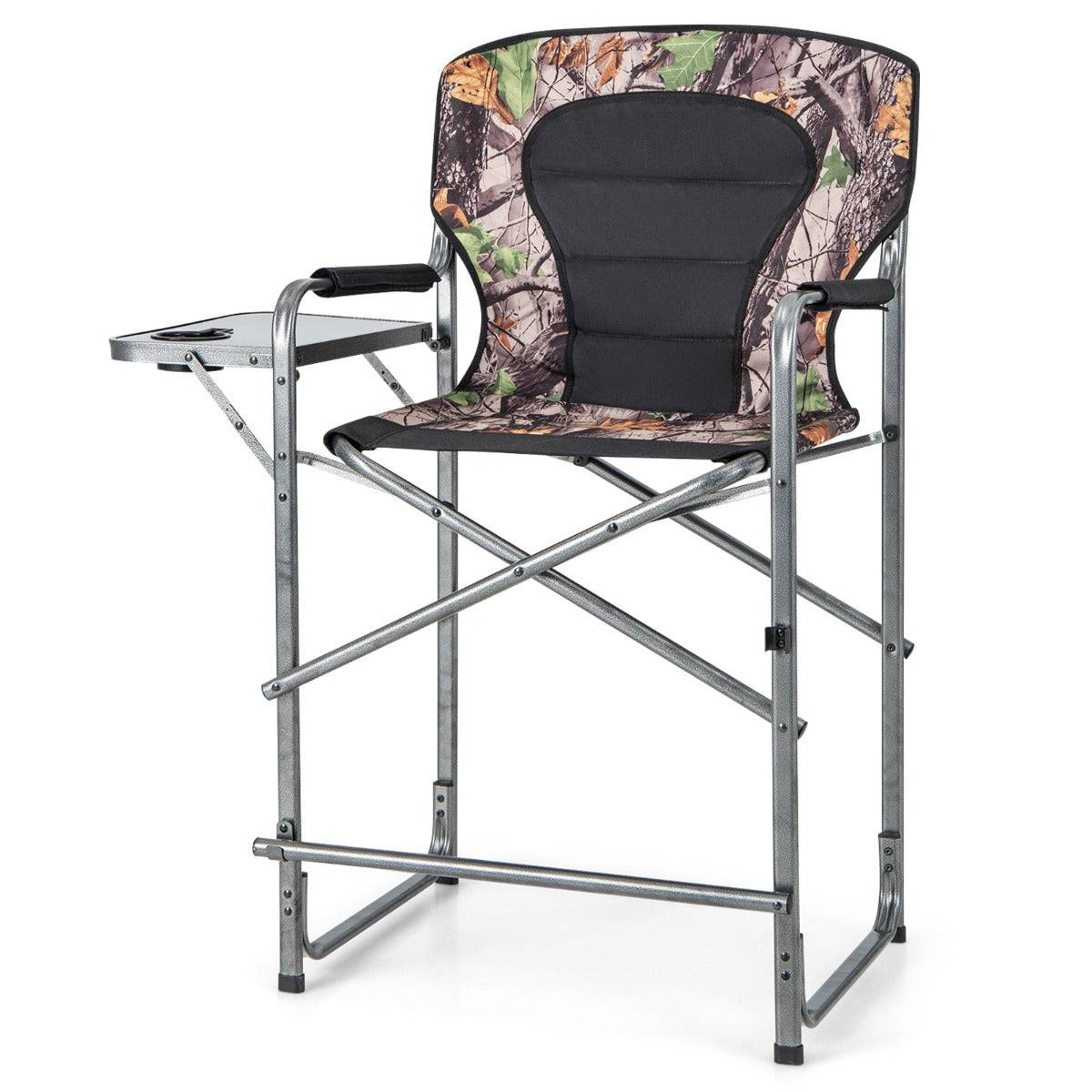 Helloshop26 - Chaise de camping pliante avec table latérale amovible charge 150 kg chaise de pêche avec porte-gobelet pour chasse randonnée - Image 1