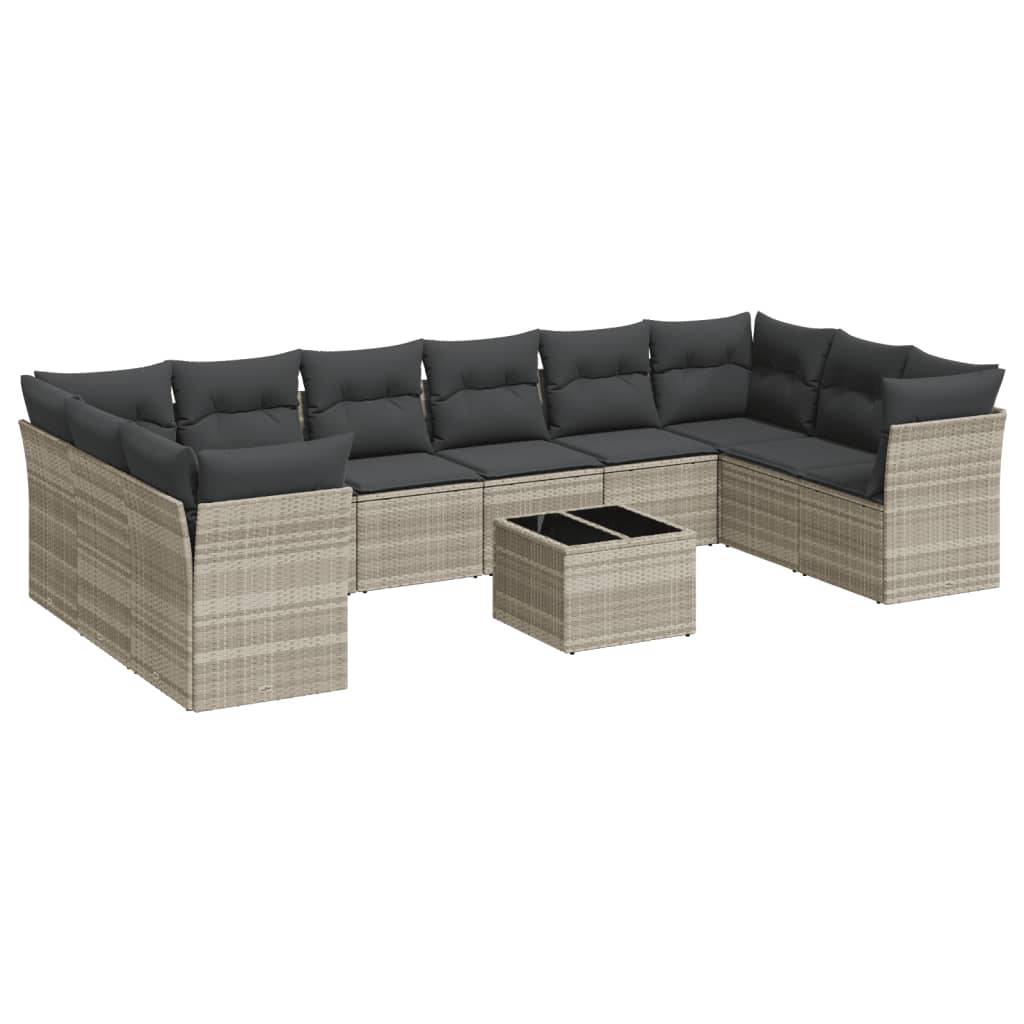 Vidaxl - Salon de jardin 11 pcs avec coussins gris clair résine tressée vidaXL 3218212 - Image 2