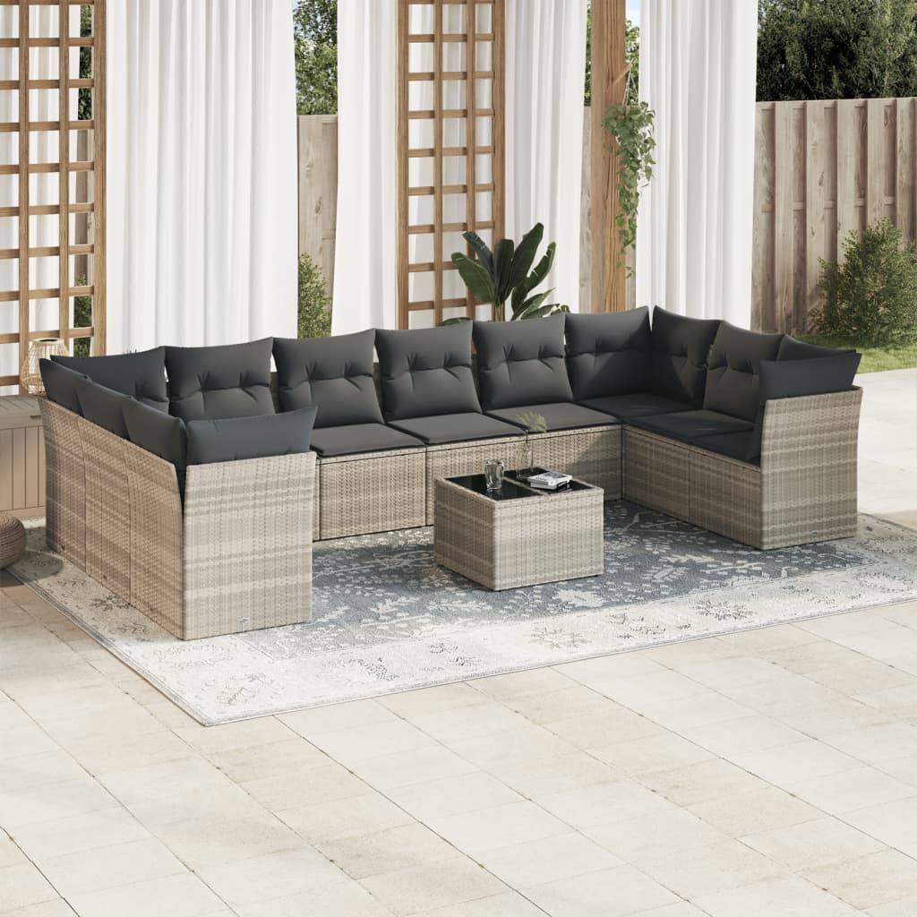 Vidaxl - Salon de jardin 11 pcs avec coussins gris clair résine tressée vidaXL 3218212 - Image 1