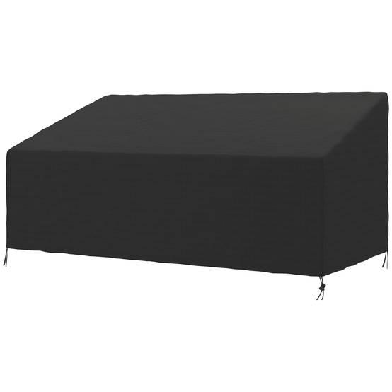 Housse de canapé exterieur imperméable 3 places, housse de banc de jardin 600D tissu oxford, 218 x 111 x 63/101 cm, noir - Image 2