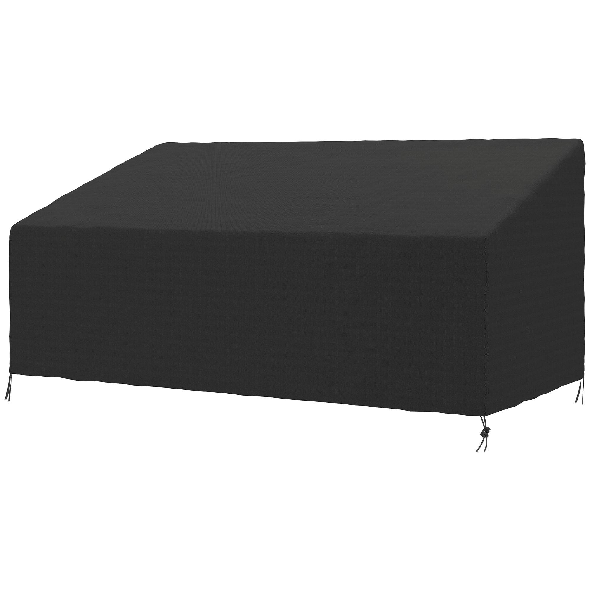Housse de canapé exterieur imperméable 3 places, housse de banc de jardin 600D tissu oxford, 218 x 111 x 63/101 cm, noir - Image 2