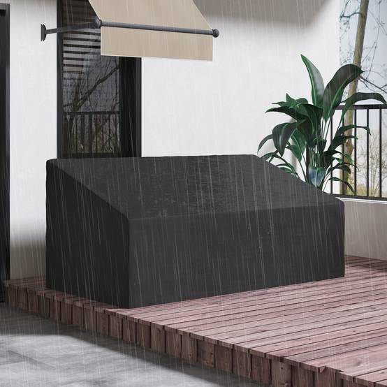 Housse de canapé exterieur imperméable 3 places, housse de banc de jardin 600D tissu oxford, 218 x 111 x 63/101 cm, noir - Image 4