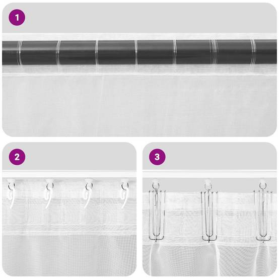 Rideaux - Panneaux de rideau en voile avec boucles 2 pcs violet 140x245 cm - Image 7