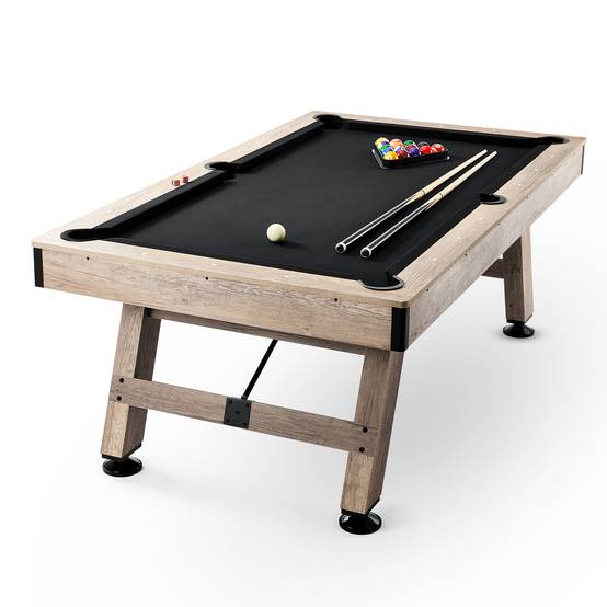 Vevor - VEVOR Table billard 213.4cm pieds réglables, kit complet accessoires, couleur bois/tissu noir, pour maison/club. - Image 1