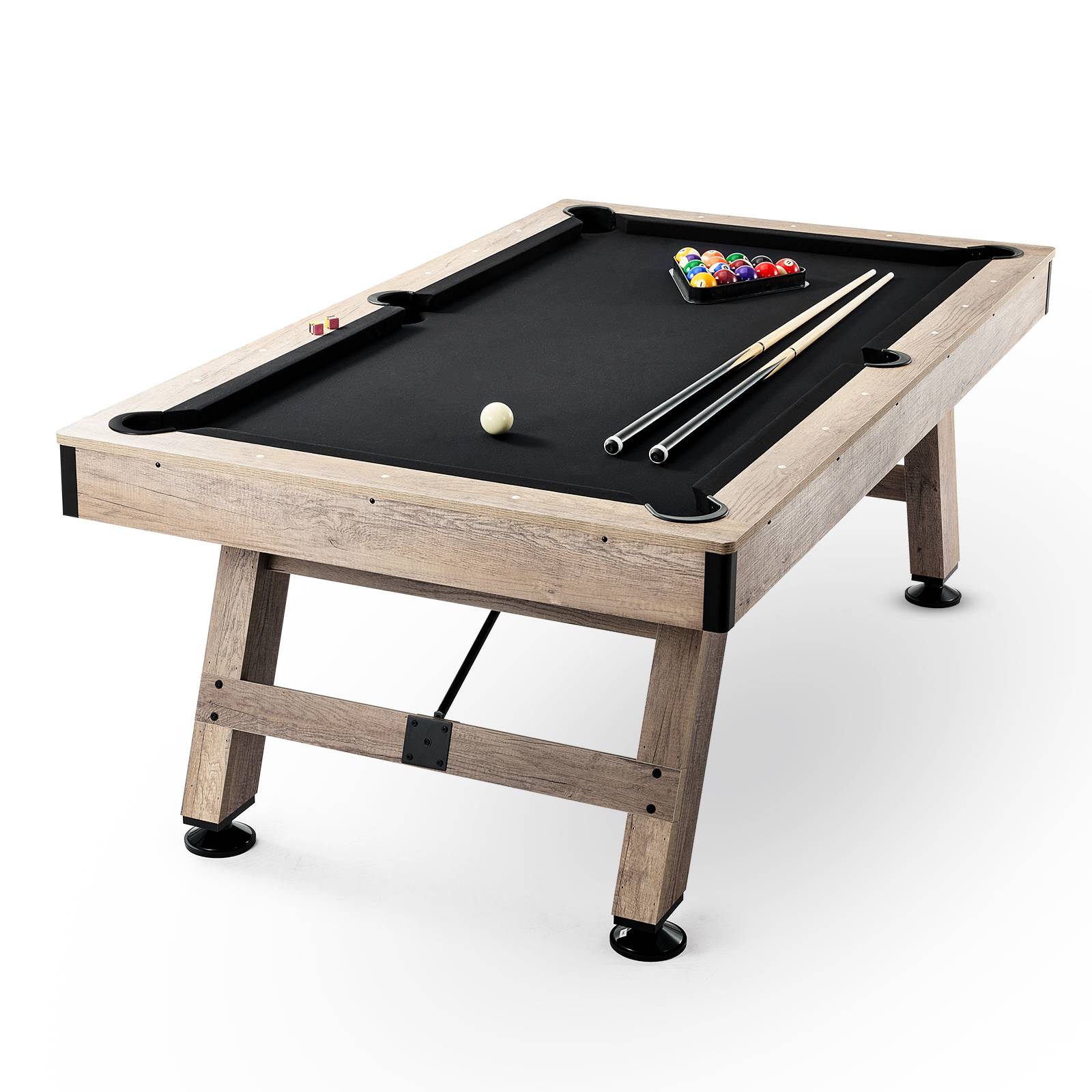 Vevor - VEVOR Table billard 213.4cm pieds réglables, kit complet accessoires, couleur bois/tissu noir, pour maison/club. - Image 1