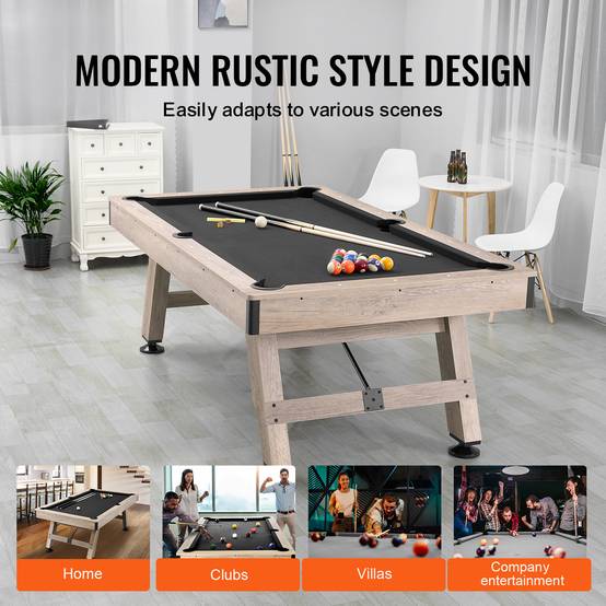Vevor - VEVOR Table billard 213.4cm pieds réglables, kit complet accessoires, couleur bois/tissu noir, pour maison/club. - Image 6