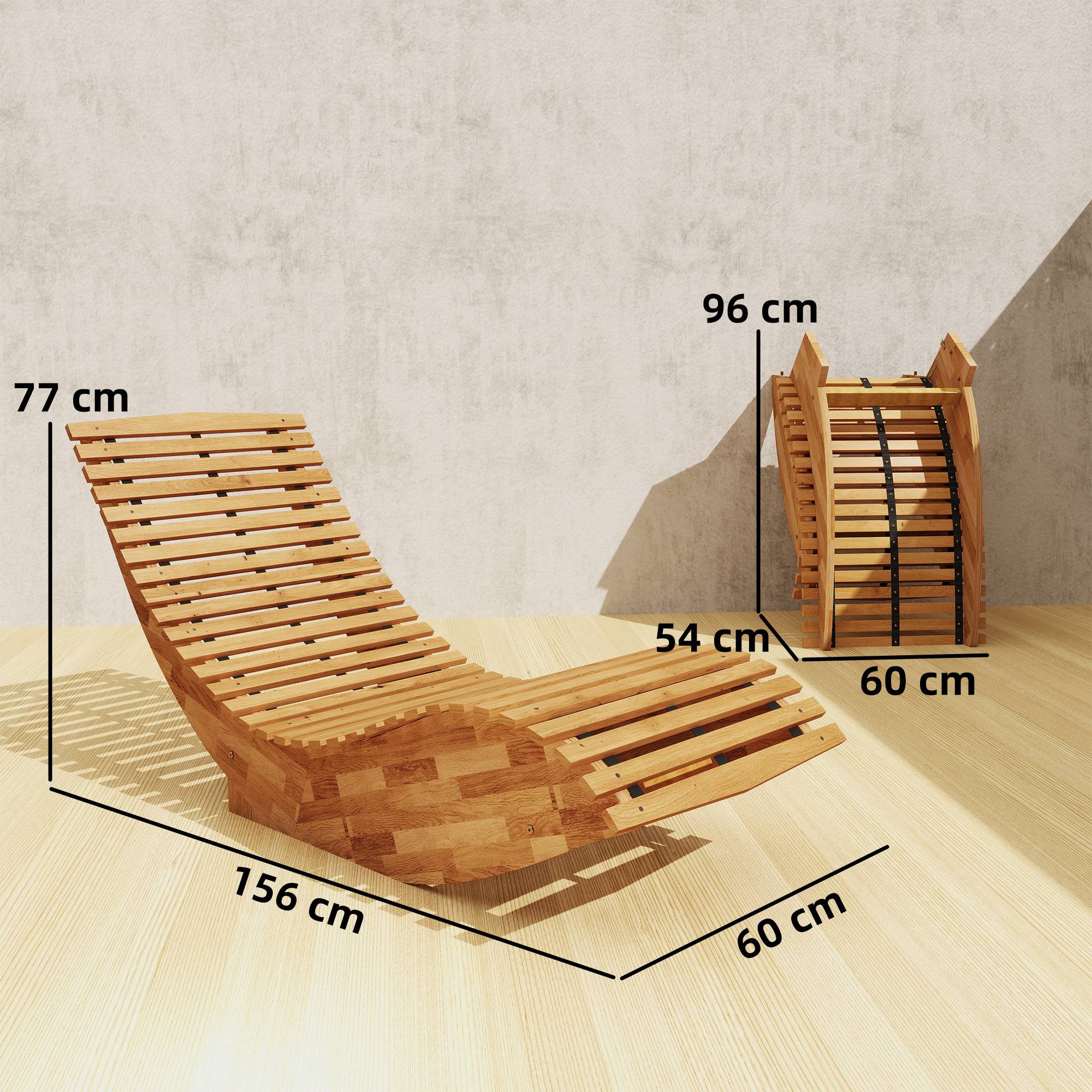 Chaise longue basculante bois acacia jardin extérieur pliable 156x60cm nature - ComfortXL Outdoor Living - Image 5